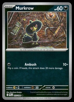 Murkrow 057/094 - Phantasmal Flames - Reverse Holo Common NM