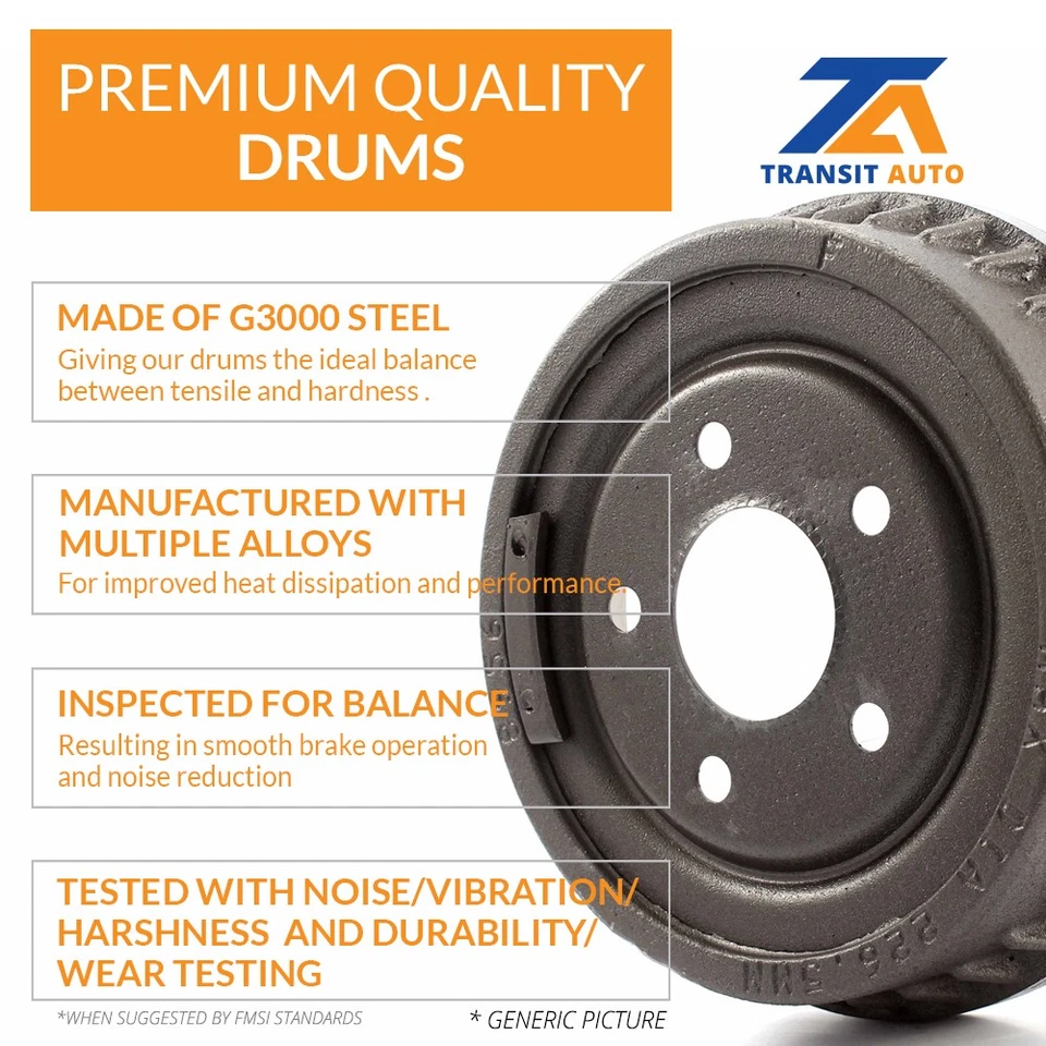 [Front+Rear] Brake Rotors Ceramic Pad Drum Kit (7Pc) For Nissan Micra Versa Note - Image 4 of 4