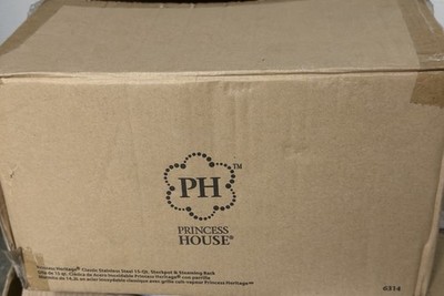 Princess House Heritage 15 Qt Stainless Steel Stockpot w/ Lid Steamer Insert