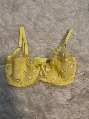 Adore Me Yellow and Daisy Print Push Up Bra 32DD