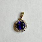 10kyg Halo Design Cushion Cut Amethyst Round Brilliant Cut Diamond Pendant 0.8G — photo 1