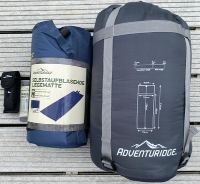 Adventuridge selbstaufblasende Liegematte , Schlafsack, Camping Besteck