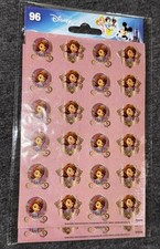 96pc Disney Pixar Stickers Sofia the First 2 Variations Pink 7/8" 4 Sheets New