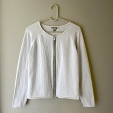 Eddie Bauer Full Zip Knit Sweater Cardigan Womens XL White