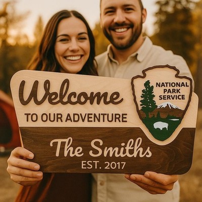 Personalized National Park 3D Wood Sign, NPS Style Family Name Welcome Sign