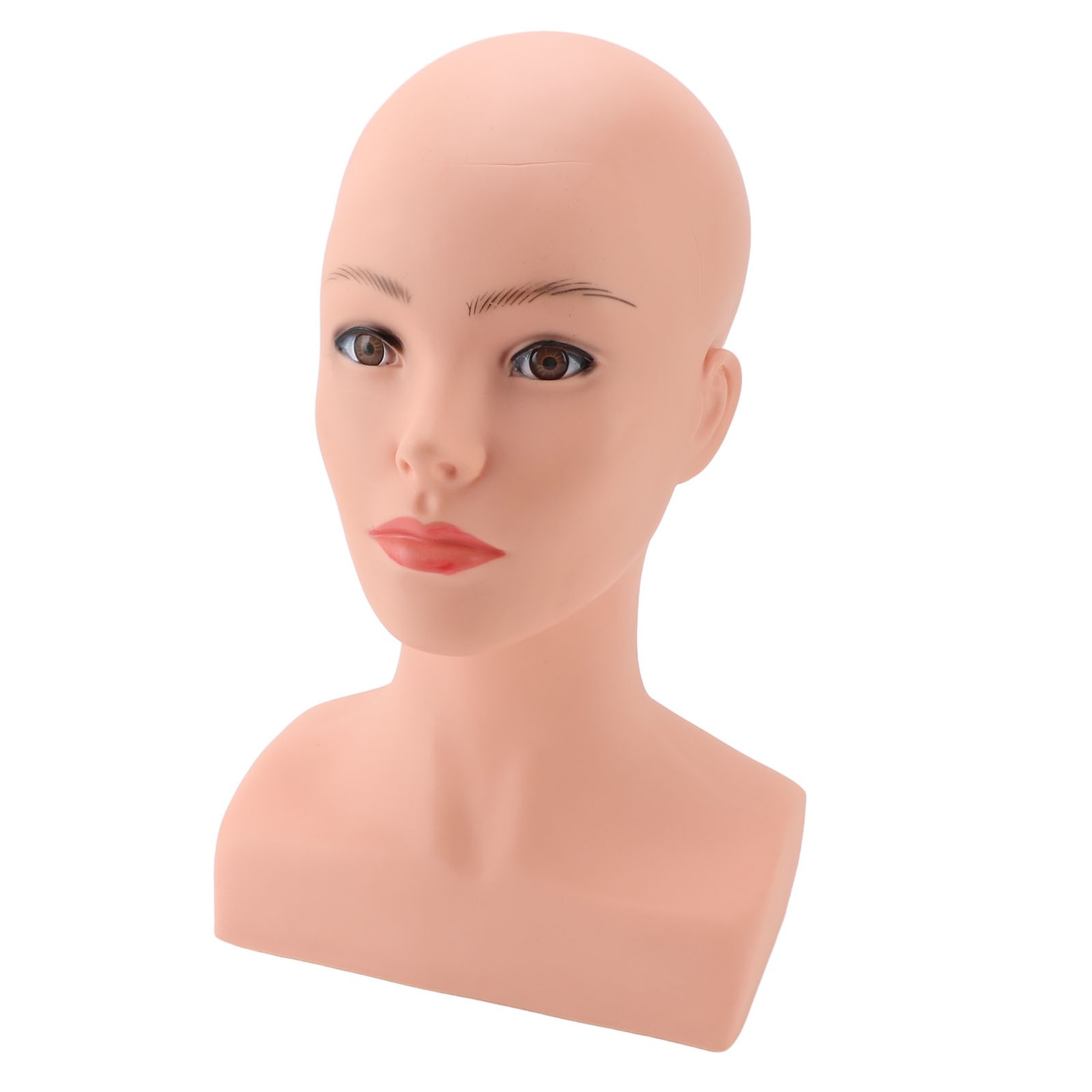 Female Bald Mannequin Head With Shoulder PVC Professional Cosmetology Face M