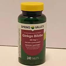 Spring Valley Extract Ginkgo Biloba Herbal Supplement 60 mg, 240 Tablets 