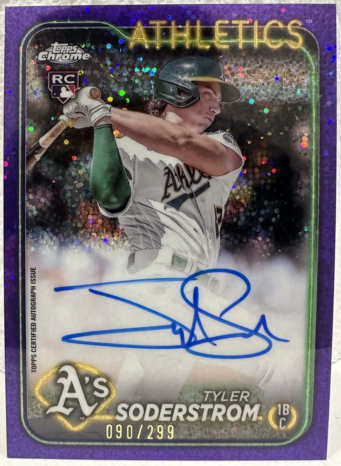 2024 Topps Chrome Update TYLER SODERSTROM RC Purple Speckle Auto /299 ATHLETICS