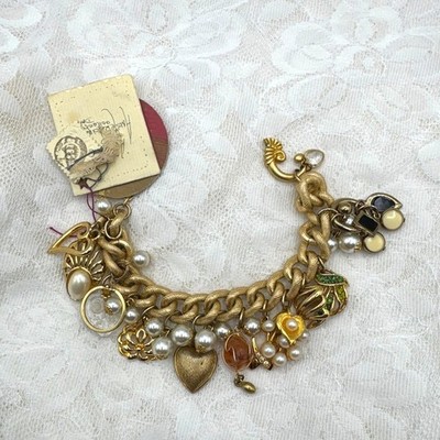 Artisan Crafted  Repurposed Jewelry Charm Bracelet Upcycled Junk Loaded Style