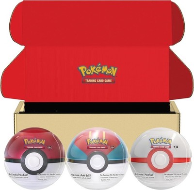 Pokemon TCG Poke Ball Tin Bundle (3 Bälle) 9 Booster und Stickerbögen - SEALED