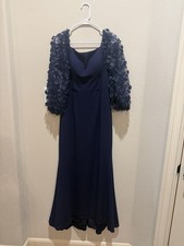 Eliza J Navy Lace Dress with Lace Sleeves, Women's Regular Size 8
