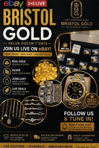 Bristol Gold Live! Jewellery, Gold & Silver Bullion Watches £1 Starts,