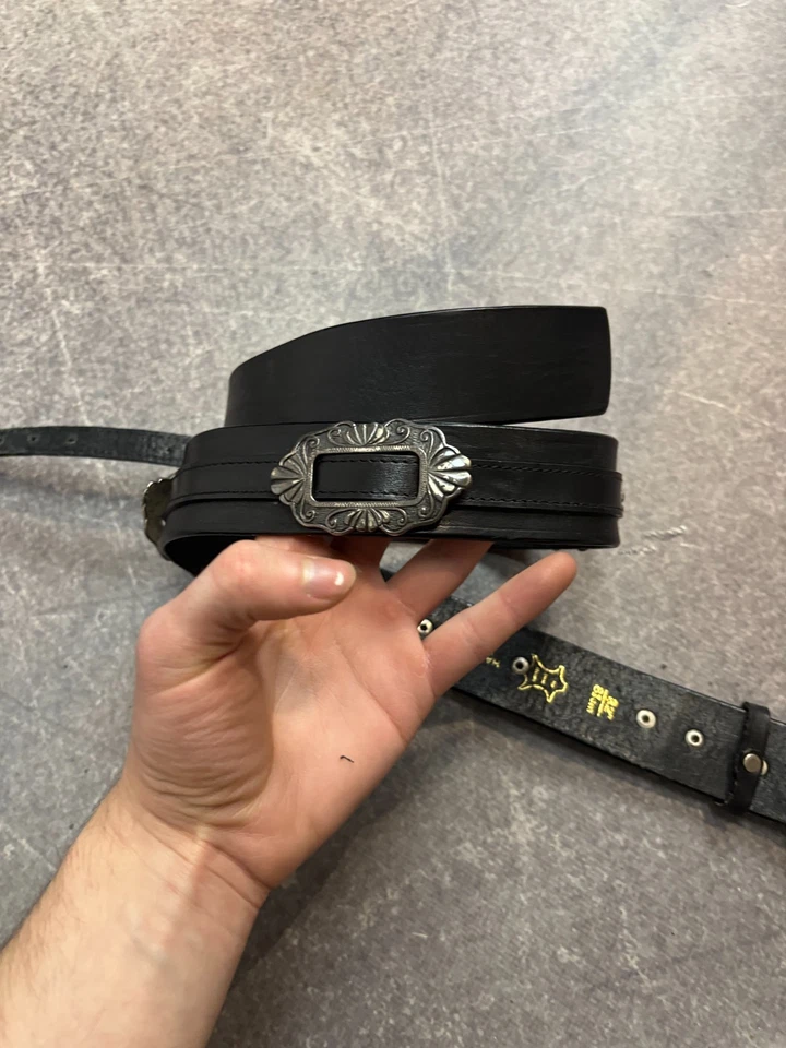 Cinturón de cuero real de metal de motociclista estilo japonés vintage streetwear años 90 y2K Foto 4 de 4
