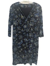 Karen Kane Brigitte Black Blue 3/4 Sleeve Floral Dress Size XS