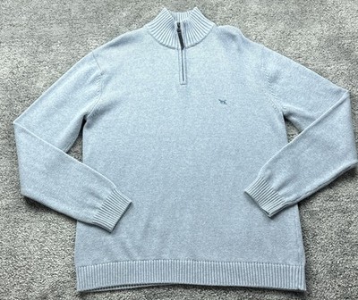 Rodd & Gunn Sweater Mens Large Gray Quarter Zip Mock Neck Knit Pullover