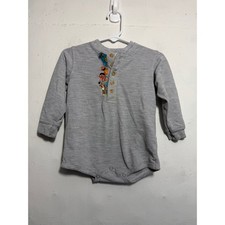 Vintage Sesame Street Boys 18 Mo Embroidered Characters Gray Long Sleeve Shirt
