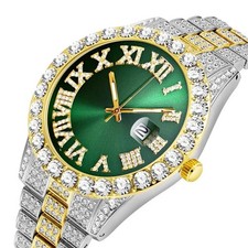 Iced Out Watch Men Luxury Diamond Watches Men Hip Hop Calendar Quartz Wristwatch