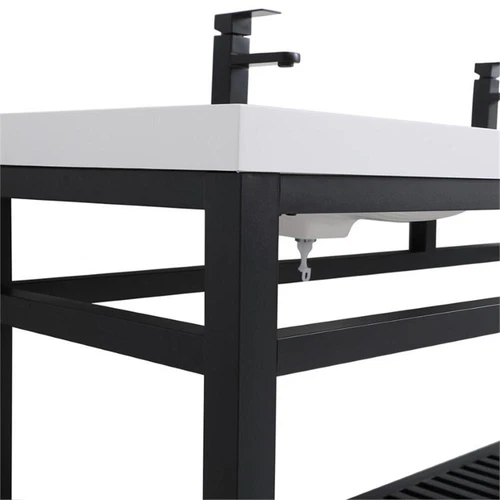 Elegant Decor Raya 60" Double Resin Top Metal Bathroom Vanity in Black - Picture 10 of 14
