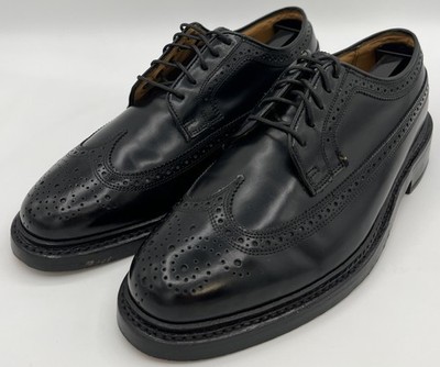 Vtg Florsheim Royal Imperial Black Leather Wingtip Derby Gunboat Men's 6.5 3E