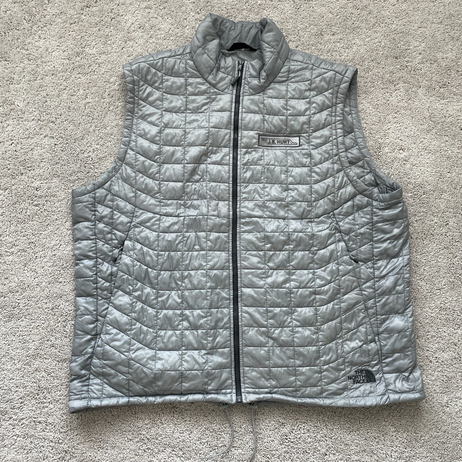 NORTH FACE Mens TNF Thermoball Quilted Trekker Silver Vest XXL JB Hunt Logo