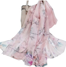 100 Silk Scarf Women neckerchief large Shawl Wrap Floral pink red gray HD118-36
