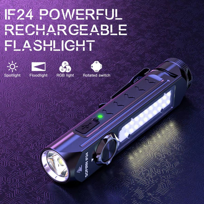 Sofirn IF24 RGB Light SST40 2000lm Black Waterproof Powerful LED Flashlight 5V