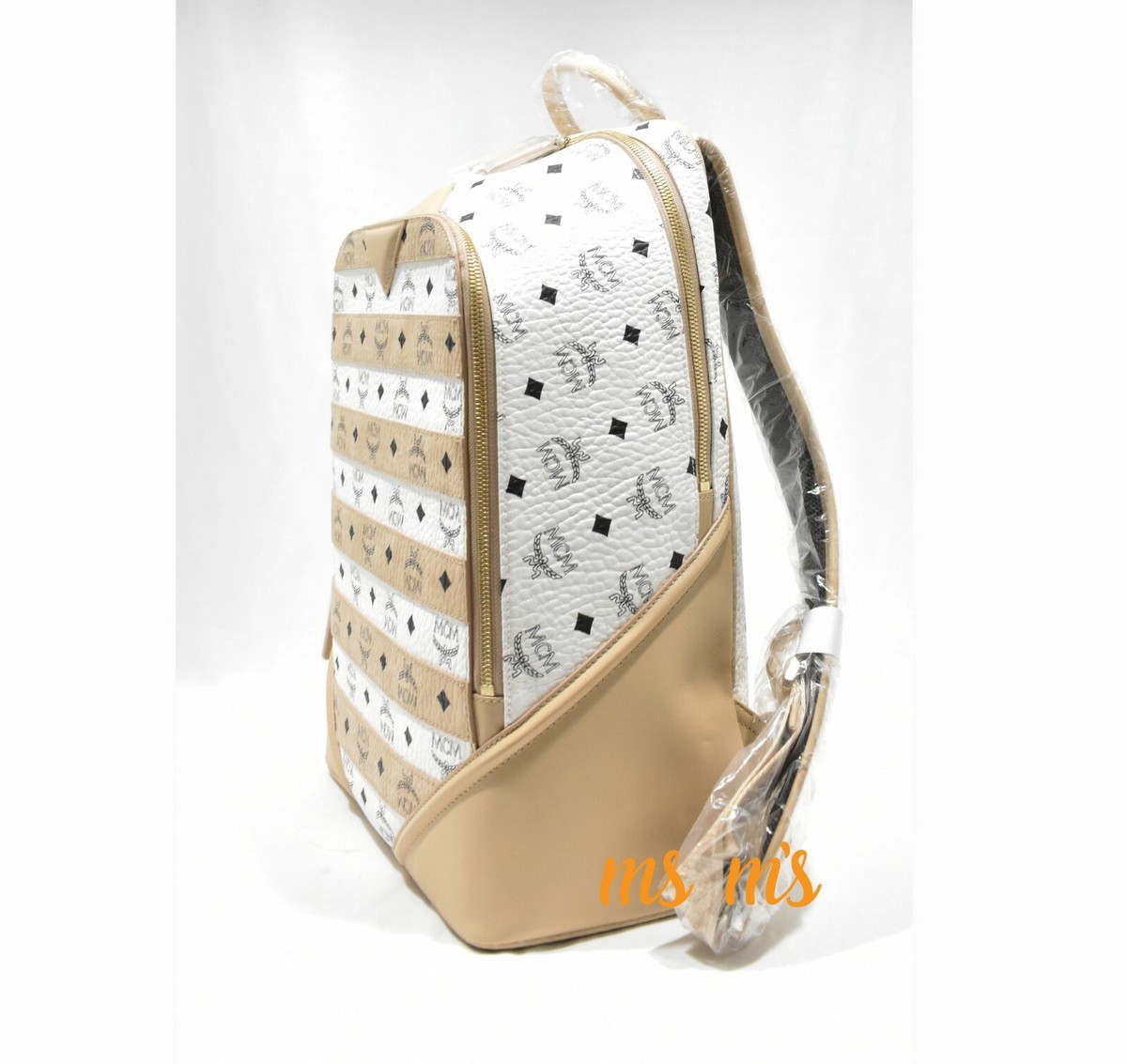 NWT MCM Spot Viseto Beige book bag Large Backpack $995 | eBay display picture 2