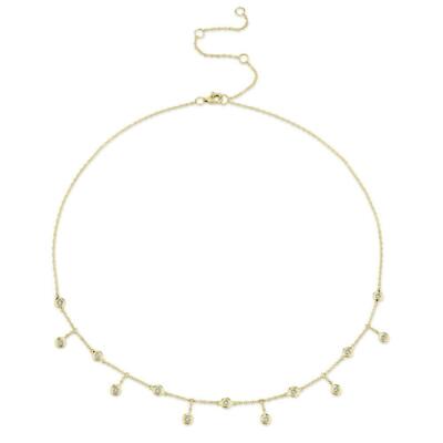 14K Gelbgold Diamant Shaker Halskette Einfassung Meterware Bahnhof baumeln rund