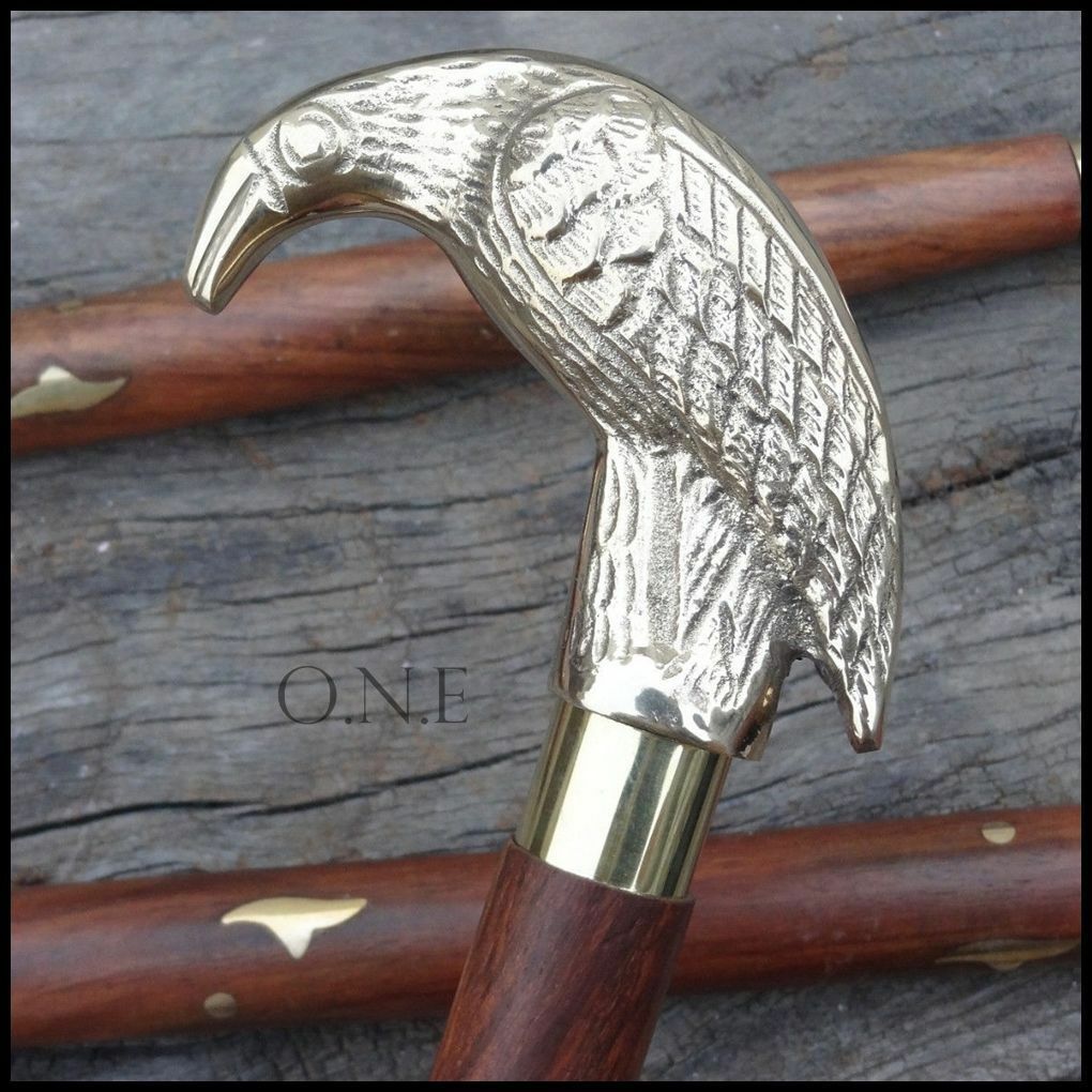 Solid Brass Crow Head Handle Designer Walking Can… - image 4