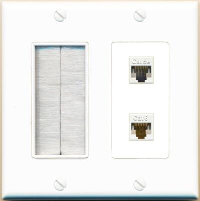 RiteAV CAT5E CAT6 with Brush Wall Plate [White]