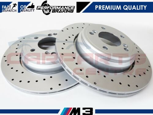 FOR BMW M3 E46 3.2 2000-2007 REAR PERFORMANCE DRILLED PREMIUM BRAKE DISCS 328mm - Picture 1 of 1