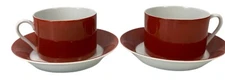 Fitz & Floyd Rondelet Terra Cotta Flat Cup Saucer Set Demitasse Coffee Porcelain