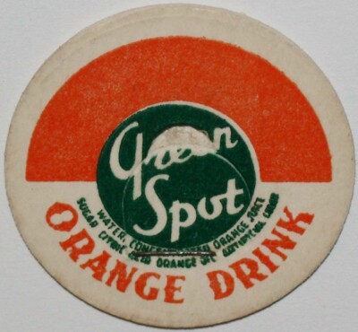 Vintage milk bottle cap GREEN SPOT Orange Drink unused new old stock condition