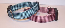 Wet Nose Designs Gingham Galore Brown Gingham with Teal or Pink Dog Collar