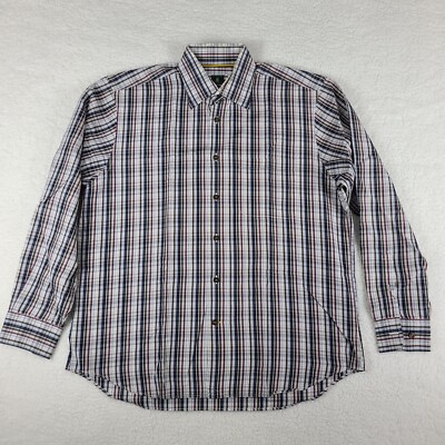 Robert Talbott Dress Shirt Mens Large Multi Color Plaid Button Up
