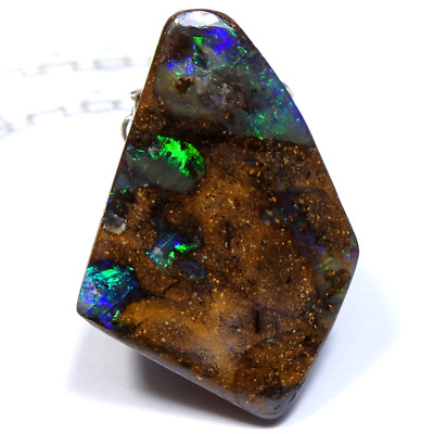 10.20 CT AUSTRALIAN BOULDER OPAL GEM Pendant Necklace 925 Silver Jewellery Video