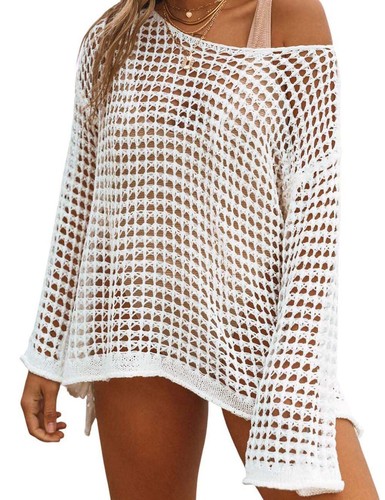 Bsubseach Crochet Cover Ups for Women Sexy Hollow Out Swim Cover Up Knit Summ...