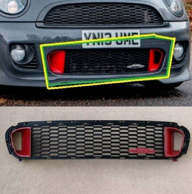 R56 MINI Cooper S JCW Front Bumper Grille Red Brake Ducts Large Red ...