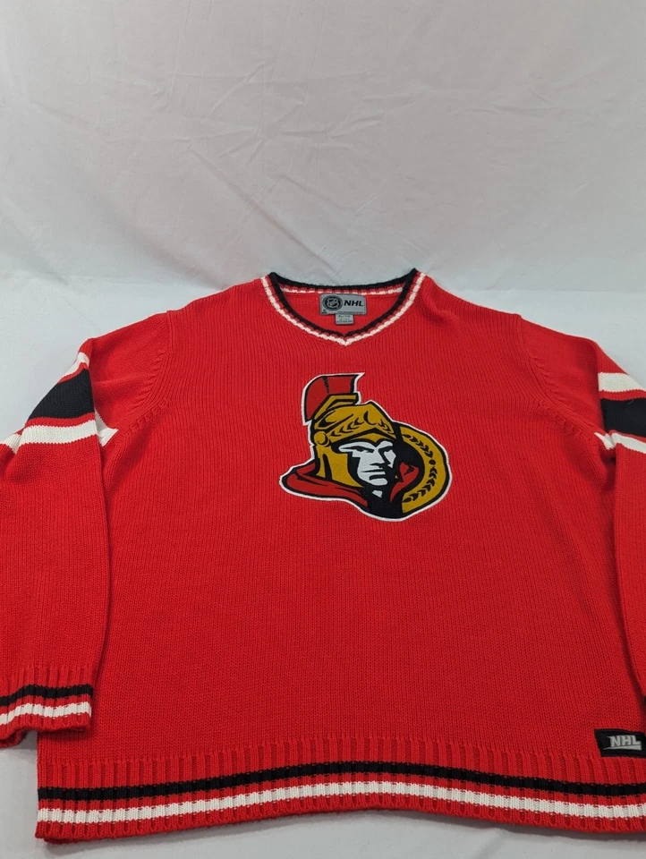 Vintage VNeck Red Ottawa Senators NHL Pullover Sweater Christmas-XL Mens - Image 3 of 4