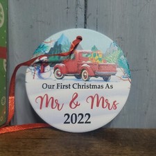 Our First Christmas 2022 Ornament 1st Married Red Truck for Couple