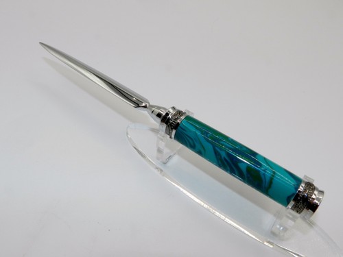 Handmade Deluxe Letter Opener w/ Banded Malachite TruStone. Great gift item! #53 - Picture 10 of 14
