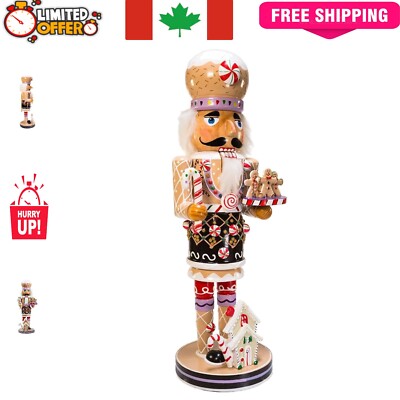 Charming 16-Inch Wooden Gingerbread Nutcracker for Timeless Christmas Joy