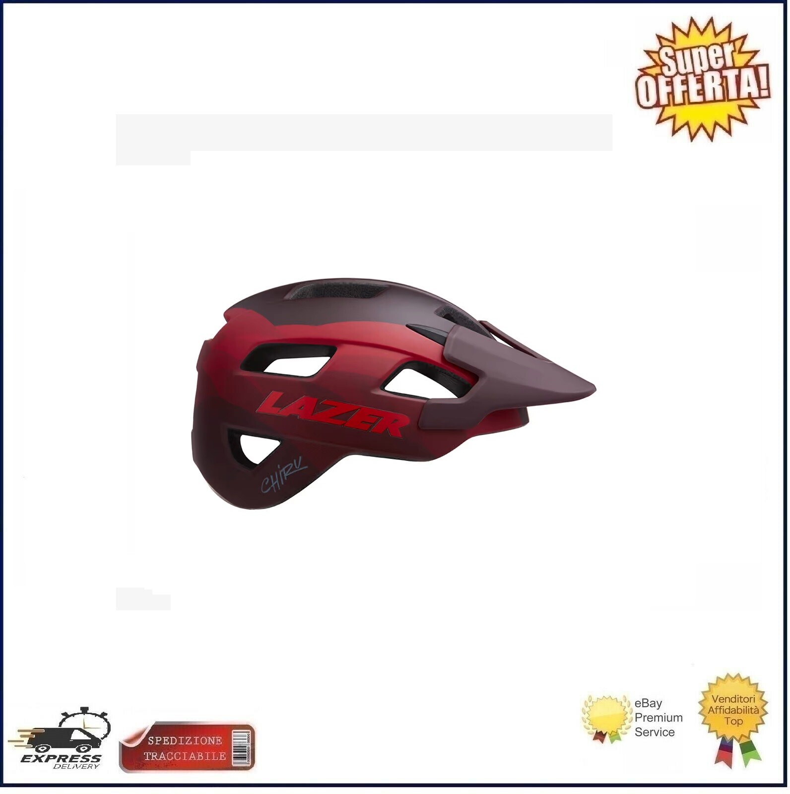 Casco Bici Lazer Chiru Ciclismo Mtb E-Bike Bicicletta Rosso Opaco M 55-58cm