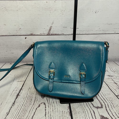 Ralph Lauren Collection Leather Crossbody Bag Blue Tate Messenger Bag