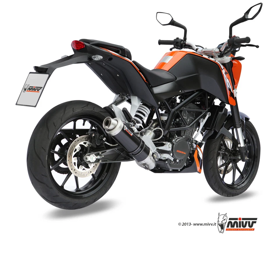 SCARICO COMPLETO MIVV GP BLACK PER KTM 125 DUKE 2011 > 2016 INOX NERO NO KAT - Immagine 2 di 2