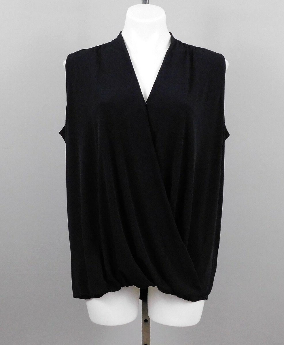 G.I.L.I. Printed Surplice Knit Top, Black, Large | eBay