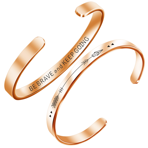 18K Gold Rose Silver Cuff Bracelet Gift Love Bangle Letter Engraved Men Women - Picture 5 of 31