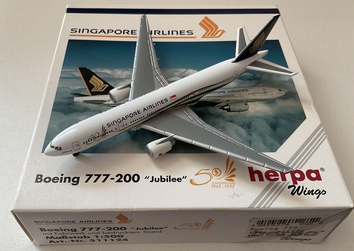 HERPA WINGS 1/500 SINGAPORE AIRLINES BOEING 777-200 'JUBILEE HERPA WINGS 1/500 SINGAPORE AIRLINES BOEING 777-200 'JUBILEE