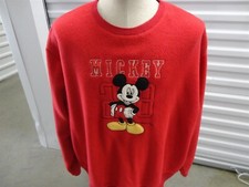 Vintage 90's Walt Disney Mickey Mouse Red Pullover Fleece Sweatshirt size 2XL