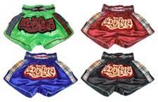 Muaythai Kick Boxing Shorts MMA Muay Embroidery Thailand Plaid Tartan Pattern
